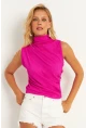 Kadın Fuşya Büzğülü Bluz HC1452