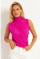 Kadın Fuşya Büzğülü Bluz HC1452