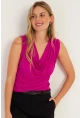 Kadın Fuşya Degaje Yaka Bluz YZ1020
