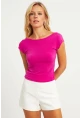 Kadın Fuşya Sırtı Açık Bluz YZ1080