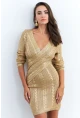 Kadın Gold Varaklı Saç Örgülü Midi Elbise RM05