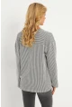 Kadın Gri Çizgili Cepli Sweatshirt TF01