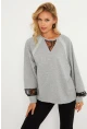 Kadın Gri Dantel Detaylı Sweatshirt EY2906