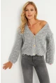 Kadın Gri Düğme Detaylı Hırka YV276