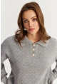 Kadın Gri İnci Düğmeli Triko Alt Üst Takım MNUV33