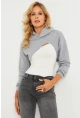 Kadın Gri Kapüşonlu Crop Sweatshirt  TF03
