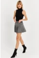 Kadın Gri Kemerli Pilili Mini Etek ELA6024