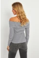 Kadın Gri Madonna Yaka Çizgili Bluz XL2400