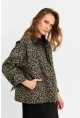 Kadın Haki Leopar Denim Ceket MELT1174