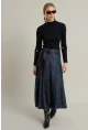 Kadın İndigo Desenli Çan Etek LON3007