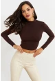 Kadın Kahve Beli Açık Crop Bluz GÇ115
