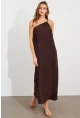 Kadın Kahverengi Maxi Basic Elbise İRE1012