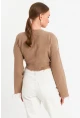 Kadın Kahverengi Müslin Crop Bluz PC20700