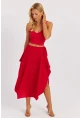 Kadın Kırmızı Asimetrik Etek LV176