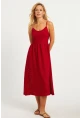 Kadın Kırmızı Astarlı Brode Midi Elbise TW70102-90