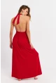 Kadın Kırmızı Boyun Bağlamalı Maxi Elbise EY3075