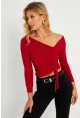 Kadın Kırmızı Büzgülü Bluz GÇ188