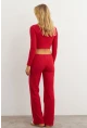 Kadın Kırmızı Crop Üstlü İkili Pantolon Takım XL10052