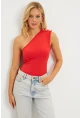 Kadın Kırmızı Düğme Detaylı Bluz EY2790