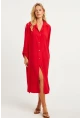 Kadın Kırmızı Gömlek Elbise LV178