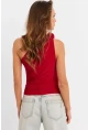 Kadın Kırmızı Gül Aksesuar Detaylı Crop Bluz ELT3925