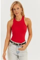 Kadın Kırmızı Halter Yaka Bluz AYD299