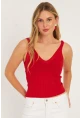 Kadın Kırmızı Triko Bluz SMT225