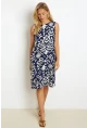 Kadın Lacivert Desenli Cepli Midi Elbise YZ1059