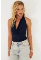 Kadın Lacivert Sırtı Açık Çıtçıtlı Body LPP1295