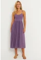 Kadın Lila Astarlı Brode Midi Elbise TW70102-90