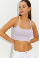 Kadın Lila Sırtı Halkalı Kaşkorse Crop Bluz B2552