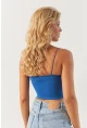 Kadın Mavi Büzgülü Crop Bluz MSH125