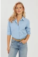 Kadın Mavi Taş Detaylı Gömlek ZER402