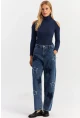 Kadın Mavi Yamalı Jean Pantolon AUR1