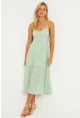 Kadın Mint Astarlı Brode Midi Elbise TW70102-90