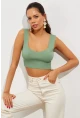 Kadın Mint Triko Crop Atlet YV118