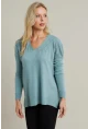 Kadın Mint V Yaka Taşlı İnce Triko Bluz MYİL002