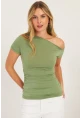 Kadın Mint Yanları Büzgülü Bluz YZ1017