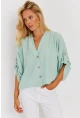 Kadın Mint Yarasa Kol Kısa Gömlek GÇ160