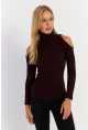 Kadın Mürdüm Omuzları Açık Kaşkorse Bluz HOR04