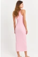 Kadın Pembe Kolsuz Kaşkorse Midi Elbise EY3049