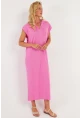 Kadın Pembe Triko Midi Elbise KZ3238