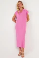 Kadın Pembe Triko Midi Elbise KZ3238