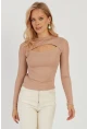 Kadın Pudra Pencereli Bluz LPP1256