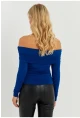 Kadın Saks Büzgülü Madonna Bluz MON1119