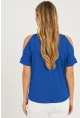 Kadın Saks Omuzları Açık Bluz BR1329