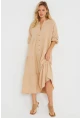 Kadın Salaş Midi Elbise Camel Q982