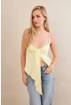 Kadın Sarı Büzgülü Asimetrik Bluz ZH172