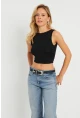 Kadın Sırt Bağlamalı Crop Bluz Siyah EY2733