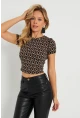 Kadın Sırt Dekolteli Crop Bluz Kahverengi AYD271